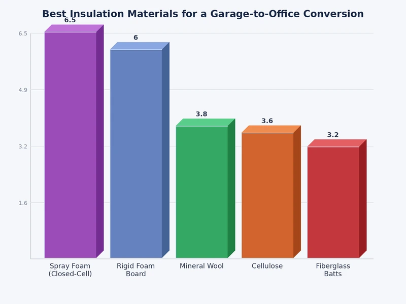 gráfico de comparación de valor R para materiales de aislamiento de conversión de garaje