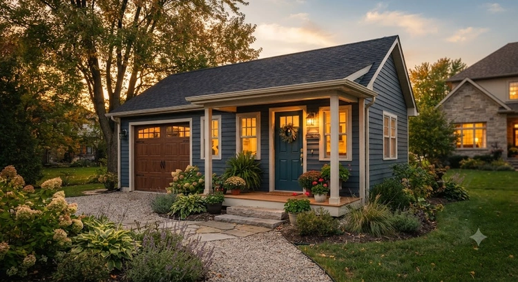 Contractor reviewing cost to convert detached garage into guest house budget with homeowner