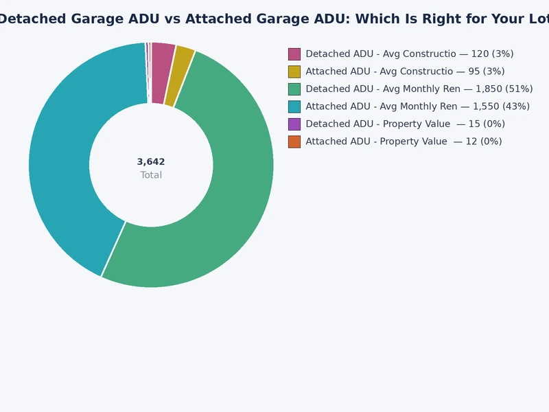chart comparing detached and attached garage ADU cost and timeline factors