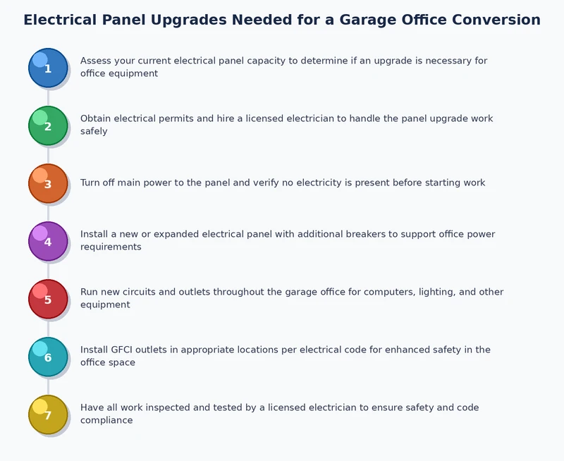 Process diagram showing electrical panel upgrade garage conversion steps