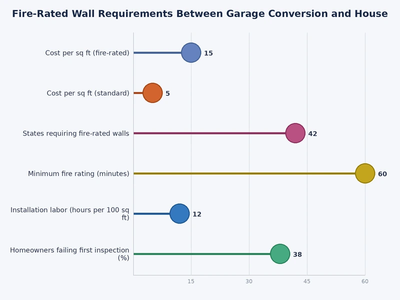 Gráfico comparando opciones de ensamblaje de pared resistente al fuego para conversiones de garaje