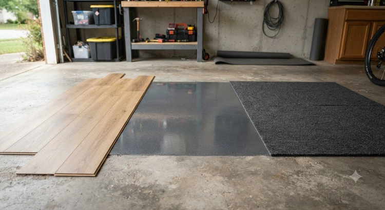 garage studio flooring options installed in a finished home studio conversion