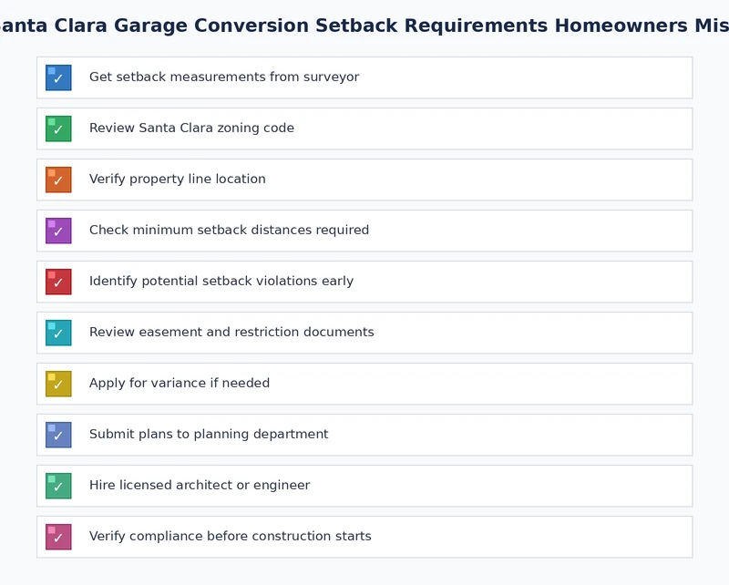 Checklist for confirming garage conversion setback compliance in Santa Clara