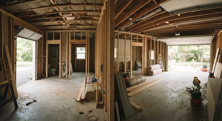 garage conversion layout ideas comparing single-car and two-car floor plans