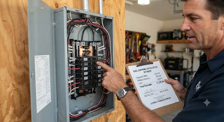 Electrician installing a subpanel during a garage ADU conversion in the South Bay