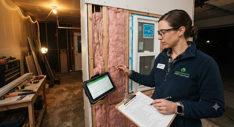 Title 24 energy compliance garage conversion checklist documents next to insulation and HVAC materials